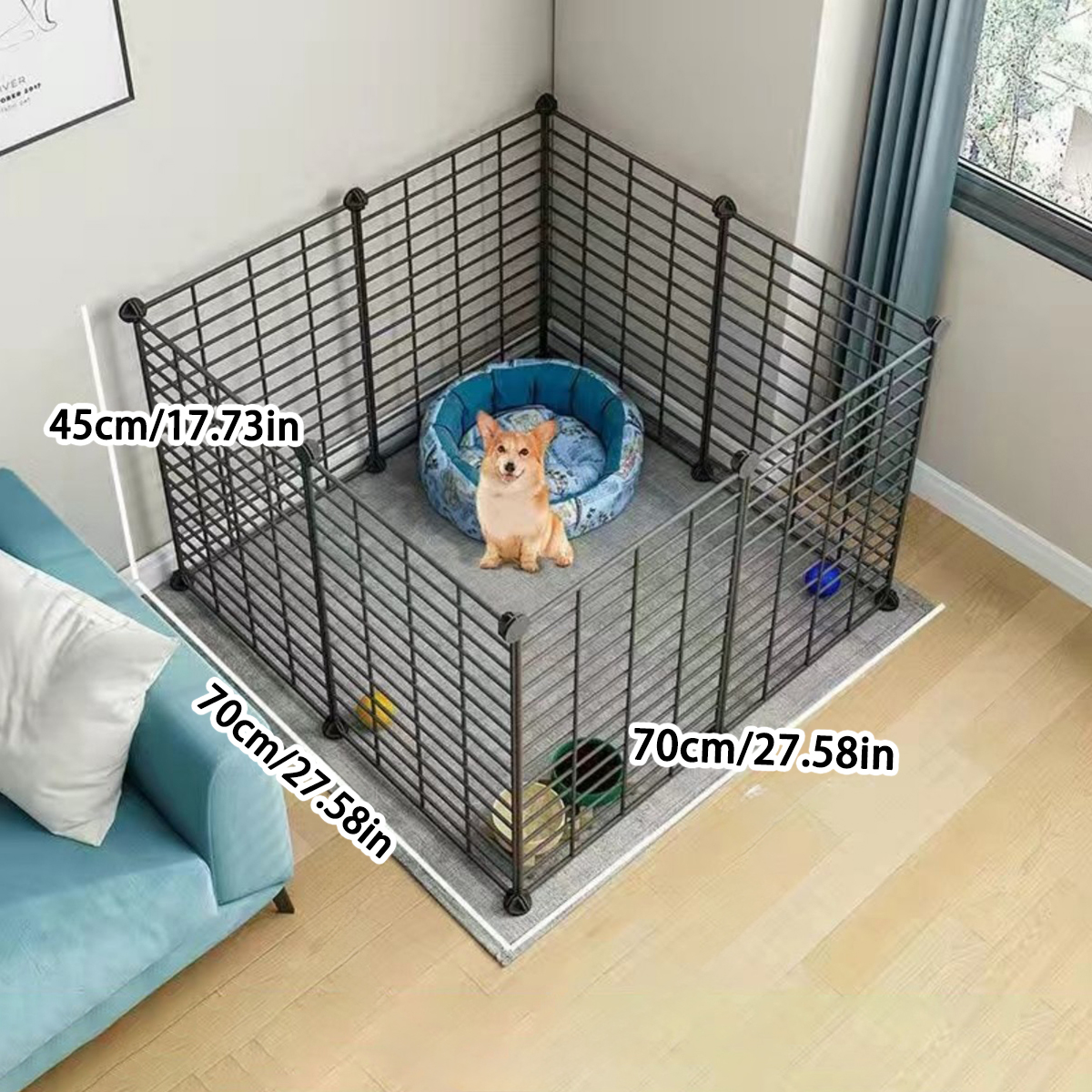 Pet Fence Dog Fence Indoor with Toilet Area Small and Medium-Sized Dog Kennel Free Combination Home Isolation Dog Cage: Leopard