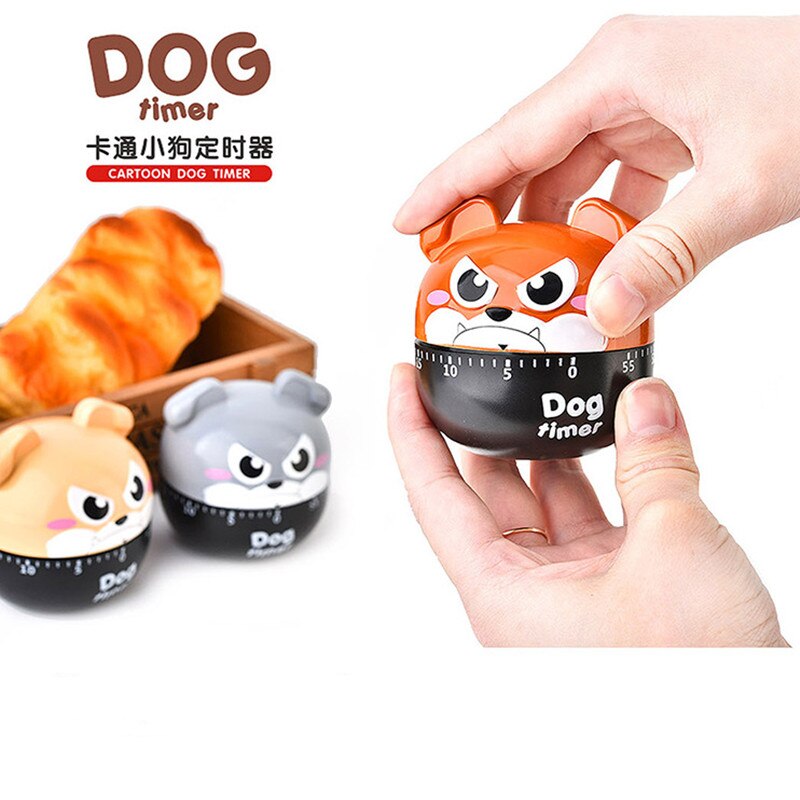 1PCS Lovely Dog Mechanical Timer Kitchen 60 Minute Cooking Mechanical Easy Operate Reminder Kitchen Cooking Egg Steam Timer Tool