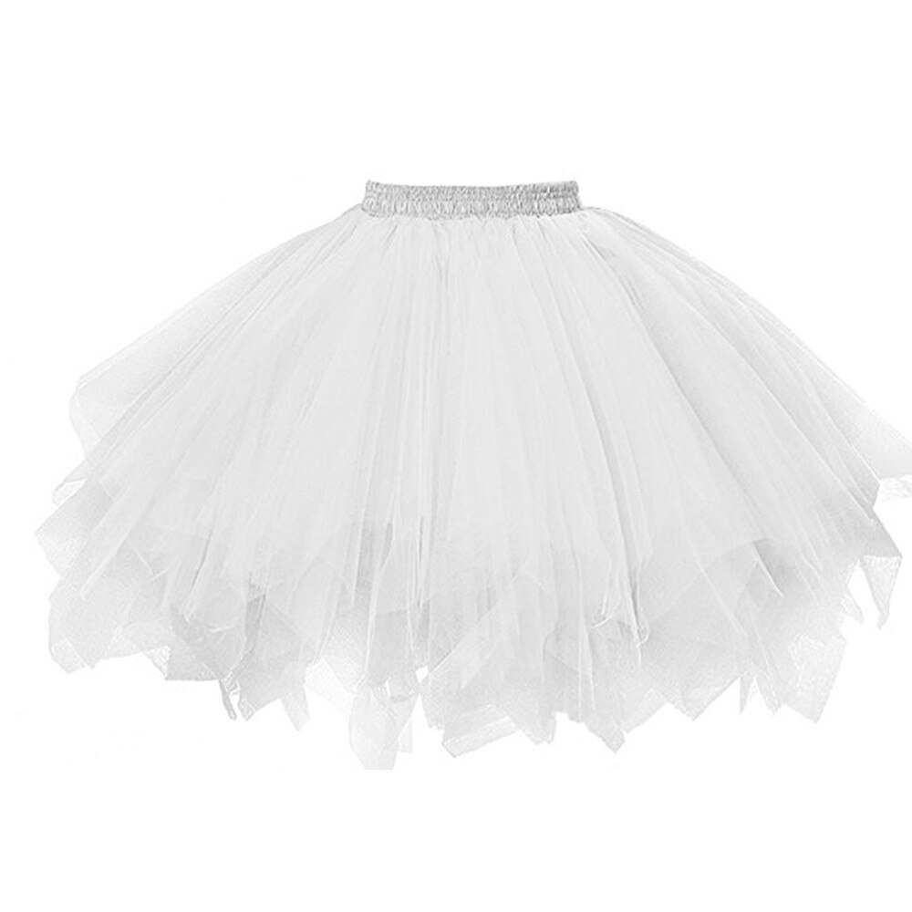 Vrouwen Rokken Baljurk Effen Rok Dansen Mini Tule Rok Meisjes Tutu Ballet Kleding Zwart Roze Geplooide Gaas Korte Rok # 5%: WHITE