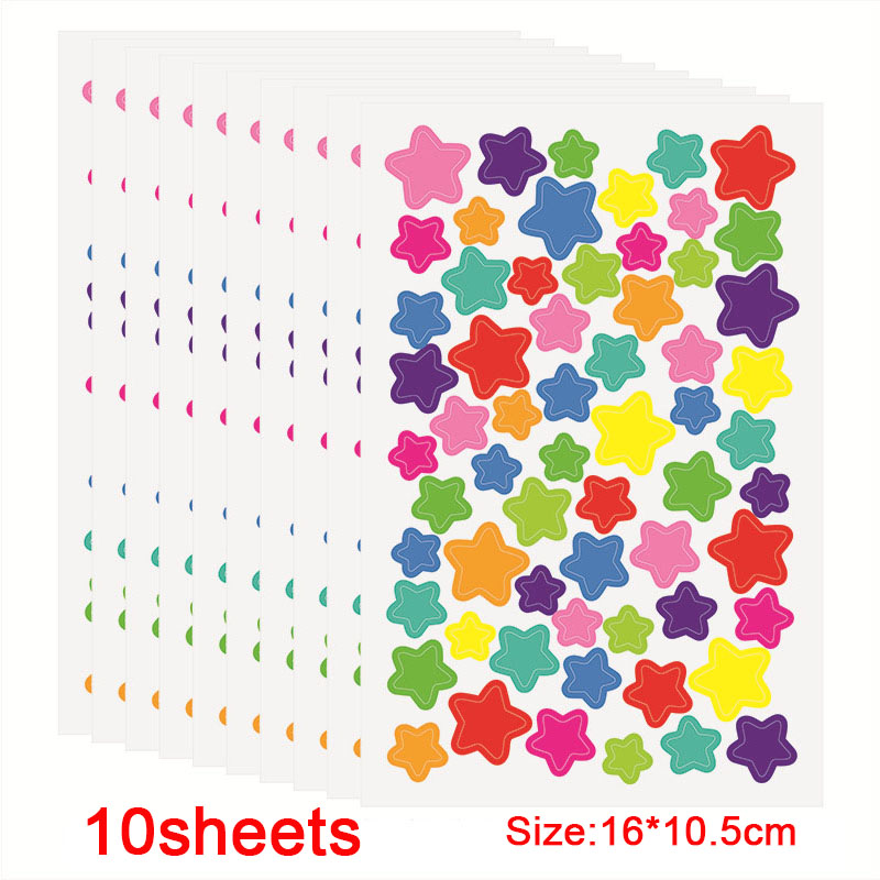 10-blad lachend gezicht stickers schattig notebook laptop portret stickers glimlach ster brief beloning sticker klassiek speelgoed voor kinderen cadeau: Sky Blue