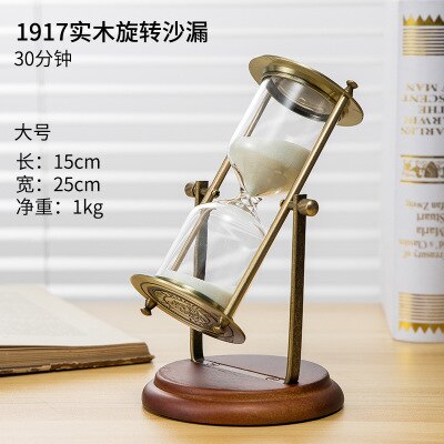 Retro Modern Metal Swivel Sand Timer Hourglass Pendulum Clock Time Wooden Rotating Hour Glass Clock Home Decor Wedding