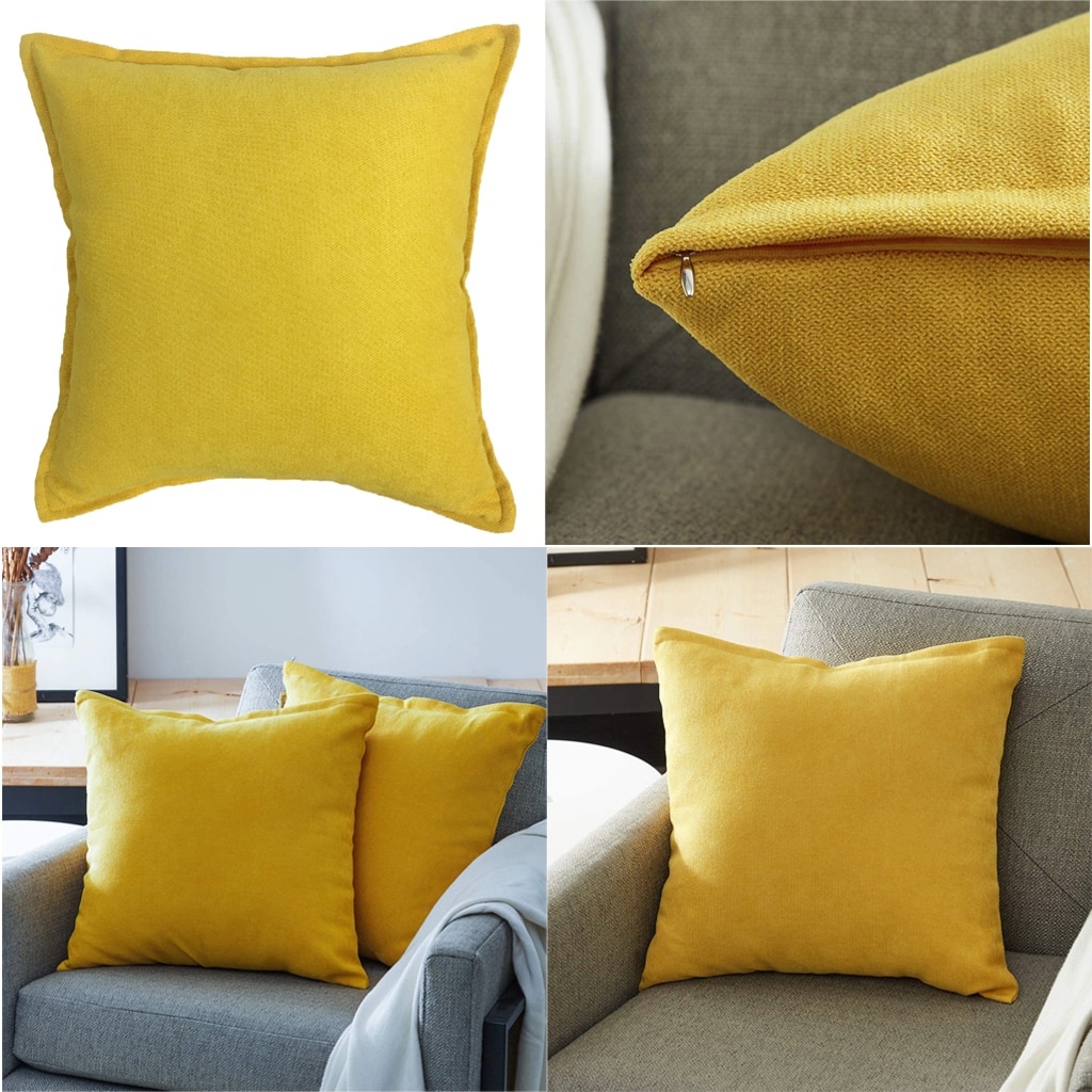 2x Decoratie Supersoft Kussenhoezen Vierkante Kussens Cover Voor Couch Geel
