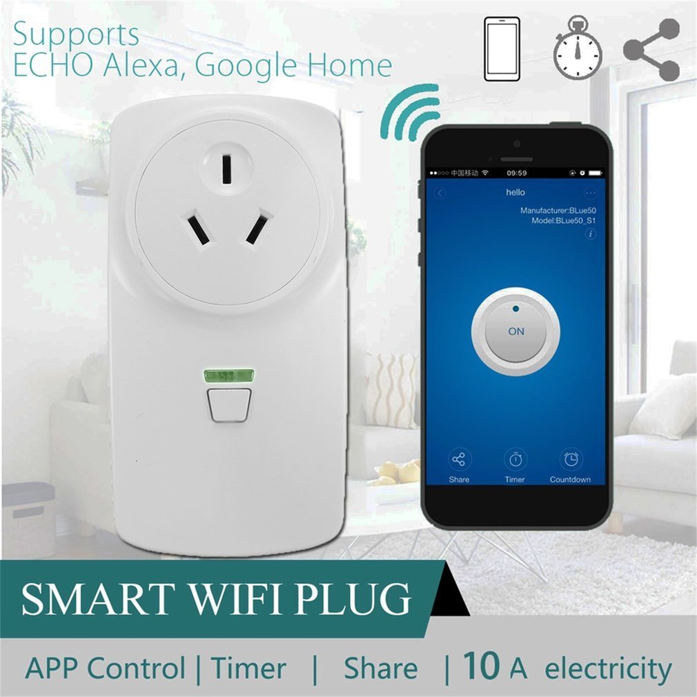10A Wifi Smart AU Plug Power Socket Wireless Remote Control Smart Socket Phone App Control Wifi Smart Home Outlet Timer