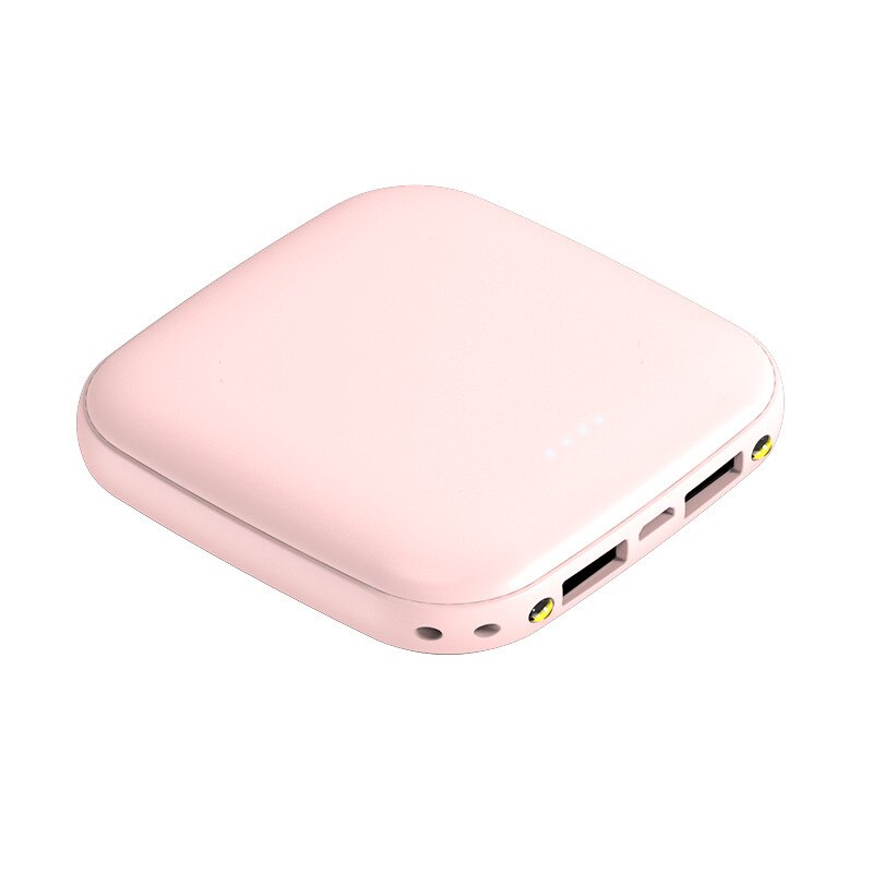 10000Mah Mini Power Bank Externe Batterij Power Bank Met Dubbele Zaklamp Usb Poverbank Telefoon Draagbare Powerbank: Pink