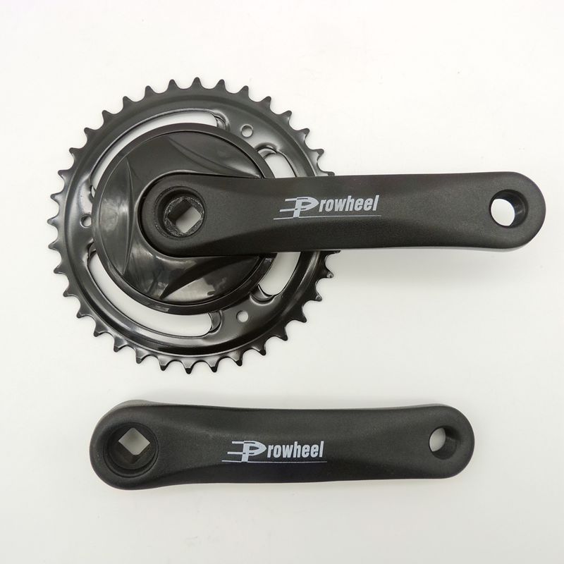 Prowheel 140mm Legierung Aluminium freundlicher Fahrrad Kurbel 36T Elektrische Fahrrad Kurbel Stahl MTB Fahrrad Kurbel: Schwarz crankset