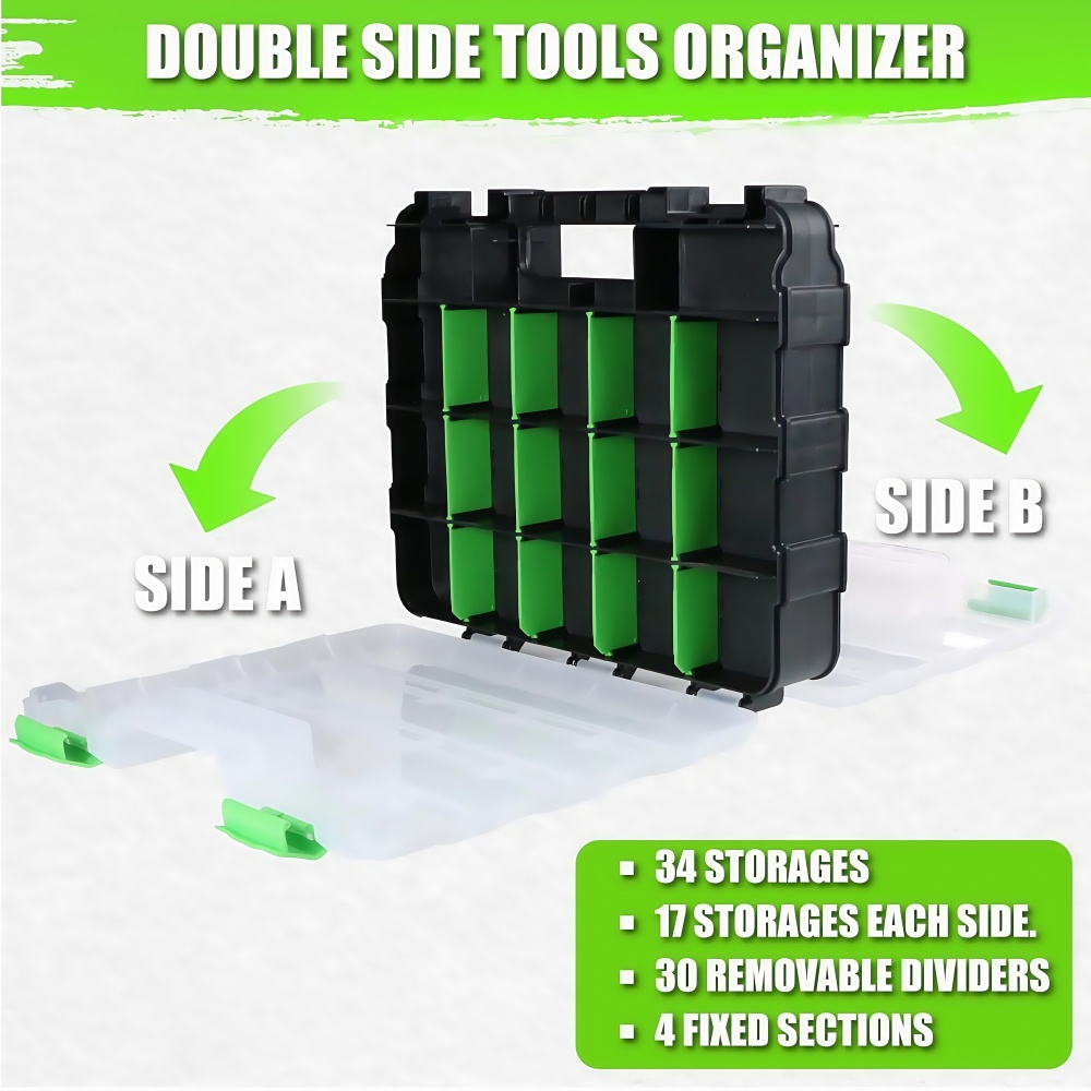 Tool Storage Box Hard Case Box - Tool Box Organizer Screw Organizer with Compartments & Lid, Hardware Toolbox Organizadores