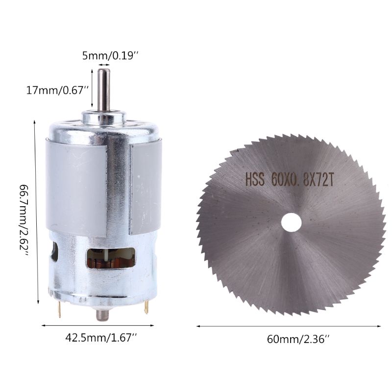 DC 12V 775 Motor Table Saw Kit with Ball Bearing Mounting Bracket Saw Blade for Woodworking Cutting Polishing Engraving