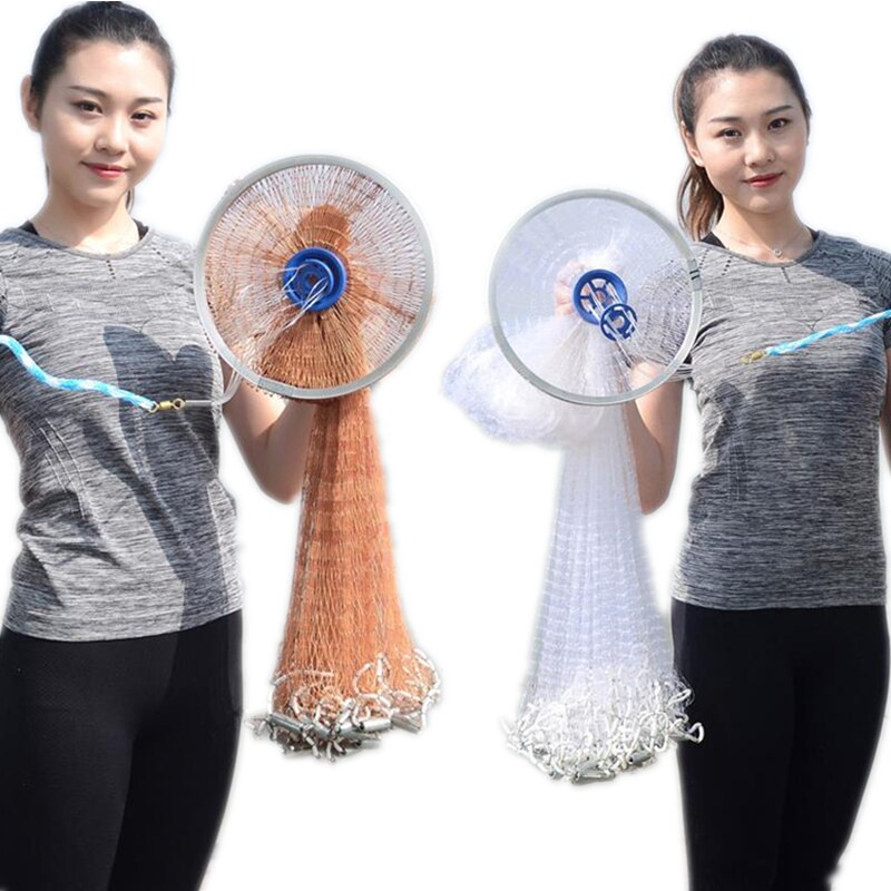 Finefish Easy Cast Nets Steel Sinker Catch Fishing Net With Ring Small Mesh Fly Hand Throw Gillnet
