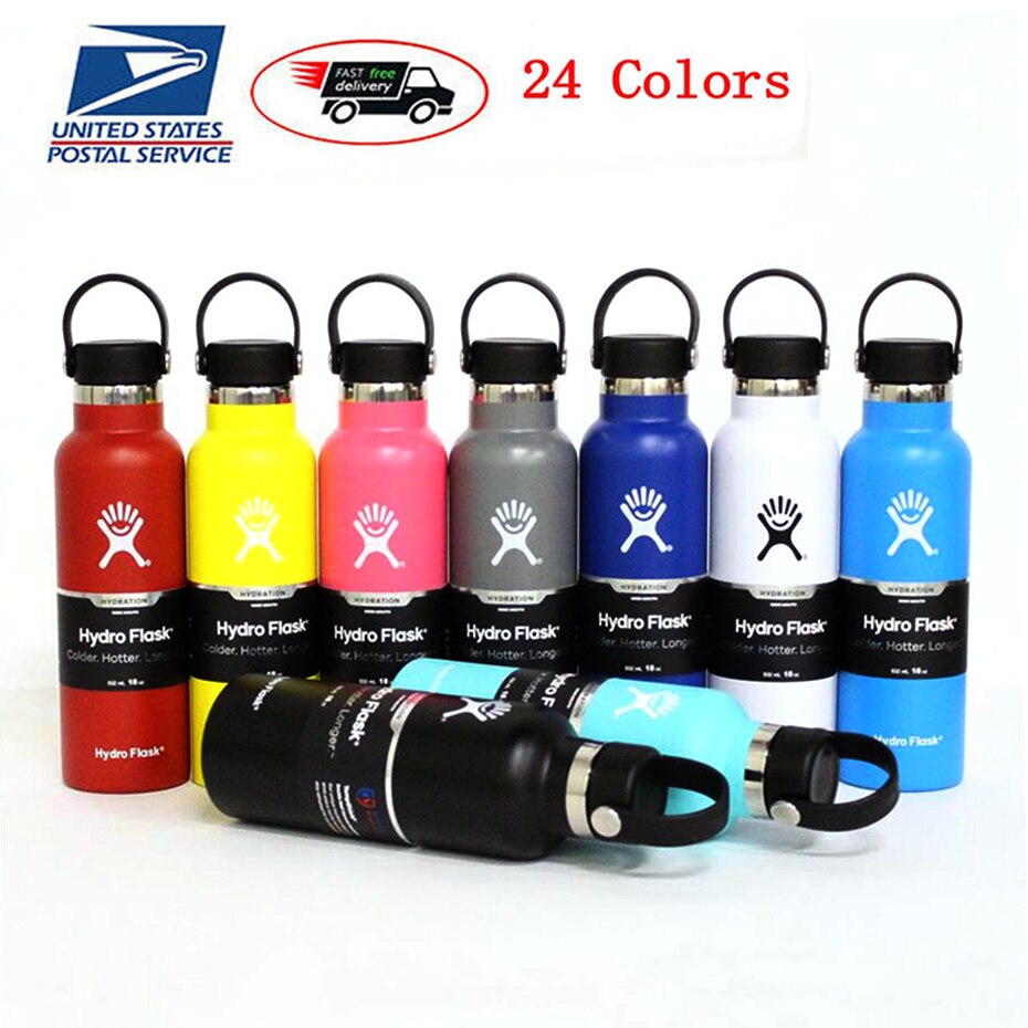 Stainless Steel Water Bottle Hydro Flask water bottle Vacuum Insulated Wide Mouth Travel Portable Thermal 18oz Bottle