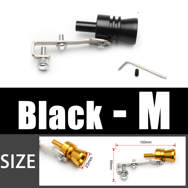 Universele Sound Simulator Auto Turbo Sound Whistle S/M/L/Xl Voertuig Refit Apparaat Uitlaatpijp Turbo geluid Fluitje Auto Turbmuffler: black M