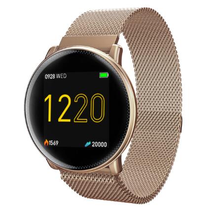 Slimy Uwatch2 montre intelligente 1.33 pouces plein écran tactile IP67 étanche Smartwatch 25 jours en veille pour téléphone Android IOS: Or