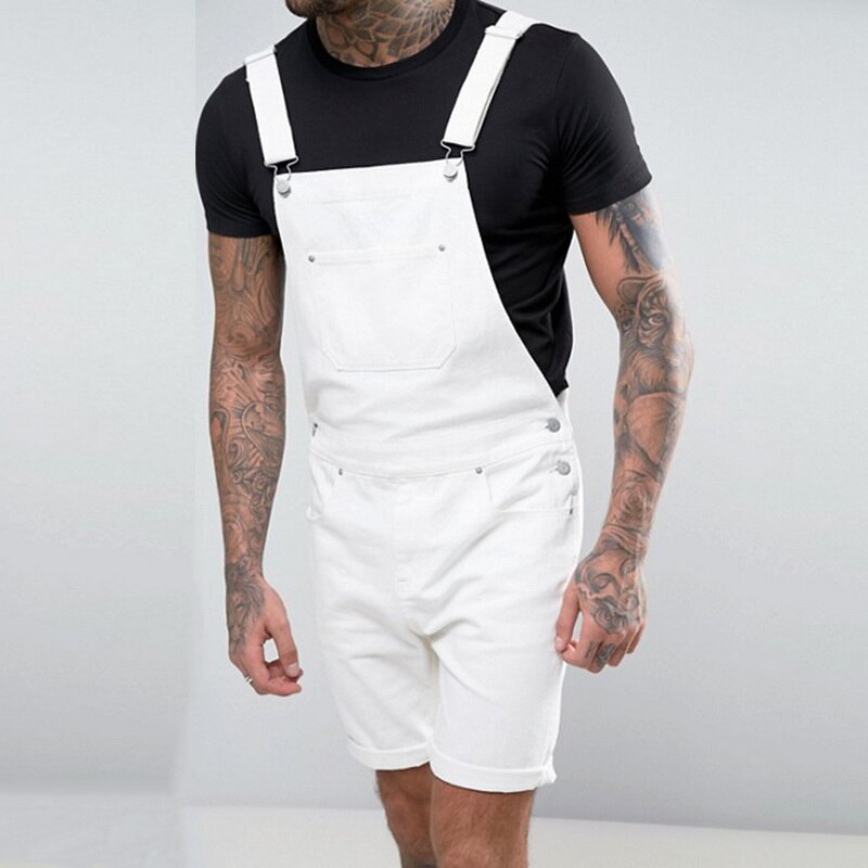 Nizza Männer Weiße Kurze Gesamt Sommer VogueJeans Hosen Männer Streetwear Lätzchen Gesamt Gesamt Pop Plus Größe Tasche Hosenträger Hosen