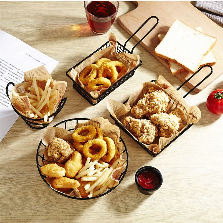 French Fries Fried Chicken Snack Basket Chicken Wing Bread Basket Fried Food Plate Restaurant French Fries Basket
