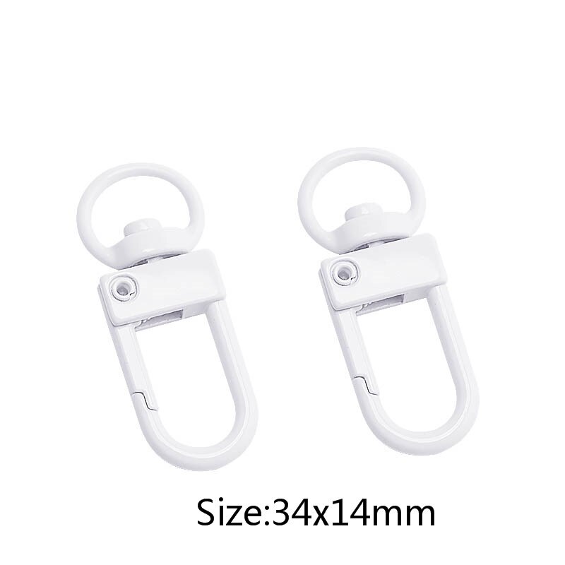 10Pcs Kleur Verf Bakken Sleutelhangers Sleutelhanger Sleutelhanger Voorjaar Gesp 8 Woord Gesp Garnalen Gesp Zak Gesp Sieraden accessoires: white