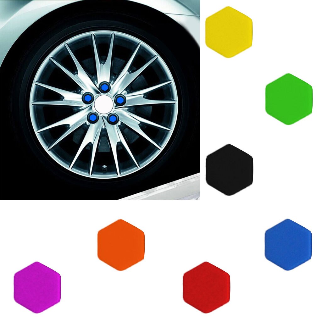 20 stk 17mm bilmøtrik dæksel bolte sekskantede møtrik dæksler auto bil hjul dæk plast silikone støv beskyttelses hætter beskytter sæt