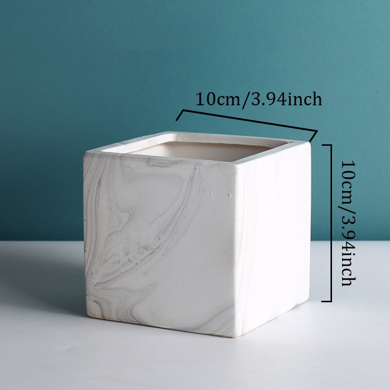 Marmer Patroon Keramische Bloempot Vierkante Cilinder Creatieve Bloempot Desktop Bloemstuk Container Woondecoratie: G