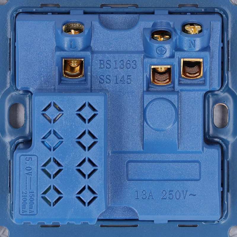 Wall Socket Multi-Functional Wall Power Outlet Socket with 2 USB Port 13A for Home Office UK Plug 250V Black