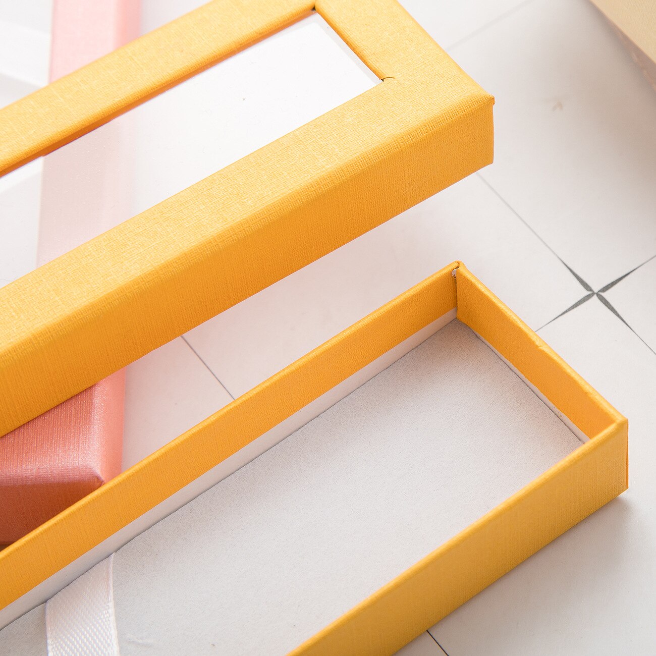 10pcs/set Pen Box Transparent Window Pen Box Paper Packaging Metal Pen Box