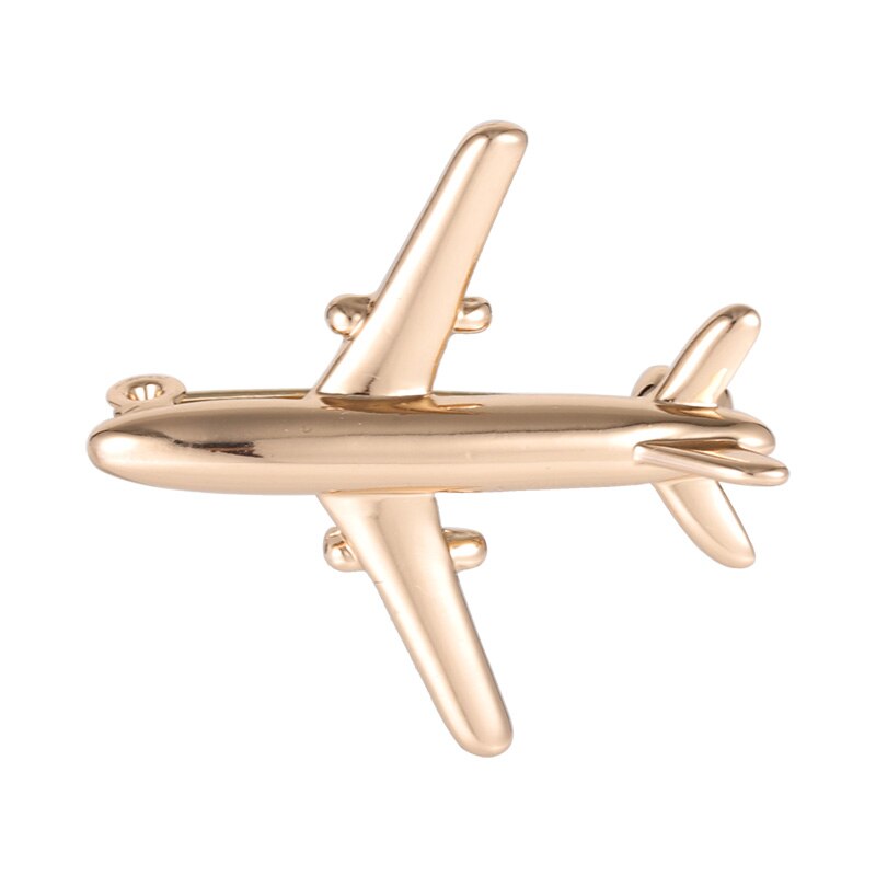 Blucome Plane Shape Brooch Badge Good Metal Aircraft Sweater Corsage Women Men Brooches Lapel Decoration: Gold Color