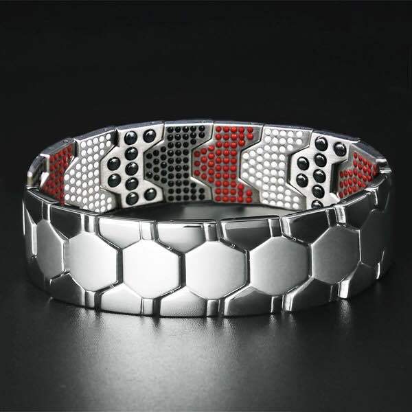 Magnetic Therapy Bracelet 3-in-1 Weight Loss Improve Sleep Adjusting Titanium Steel for Women Men: silver