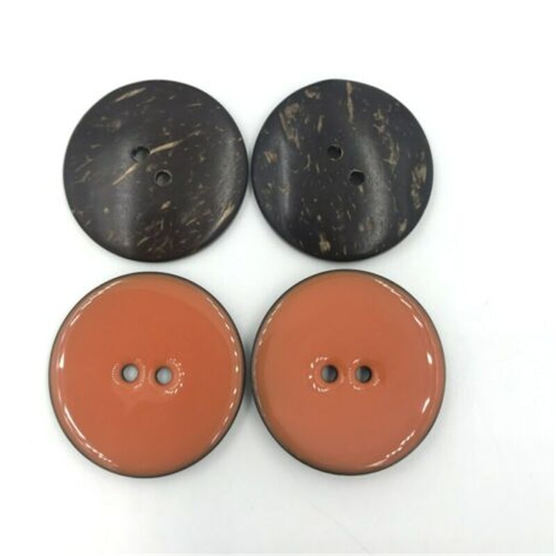 Bricolage 5 pièces coquille de noix de coco émail boutons outils de couture vêtements accessoires artisanat décoratif taille 40mm trou taille 4mm: Orange -5pcs