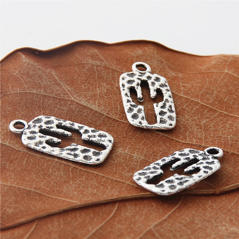 30pcs Antique Silver Hollow Rectangle Cactus Charms Desert Plant Pendant Finding Jewelry Handmade Accessories 23x12mm A3062