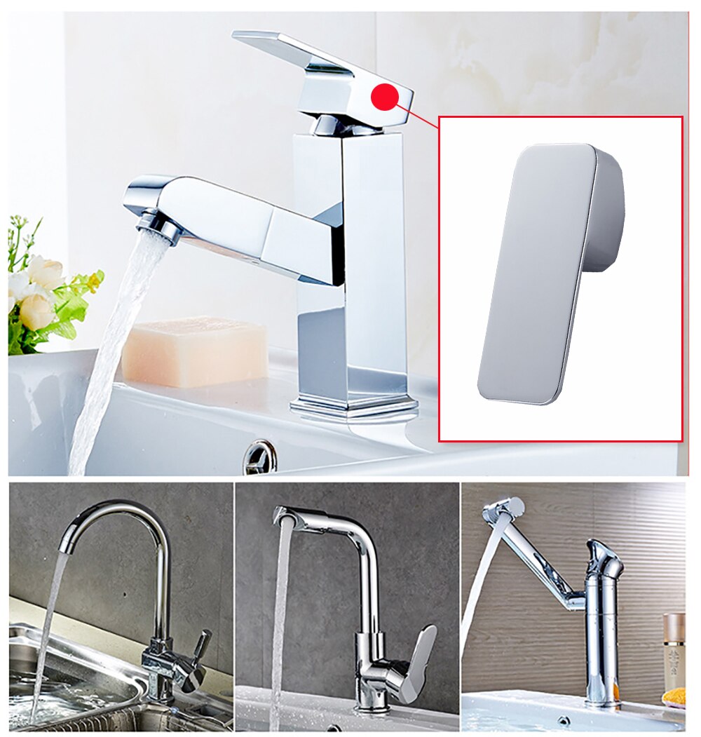 Kit poignée de robinet universel de remplacement poignée de levier en métal pour mitigeur robinet 25mm 35mm 40mm cartouche avec bouton et ensemble