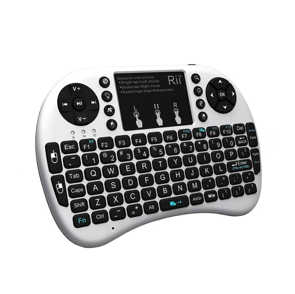 Rii-miniteclado inalámbrico i8, ruso, batería de litio, retroiluminación, ratón remoto, Control táctil, Handhe, TV BOX, Laptopld: Blanco