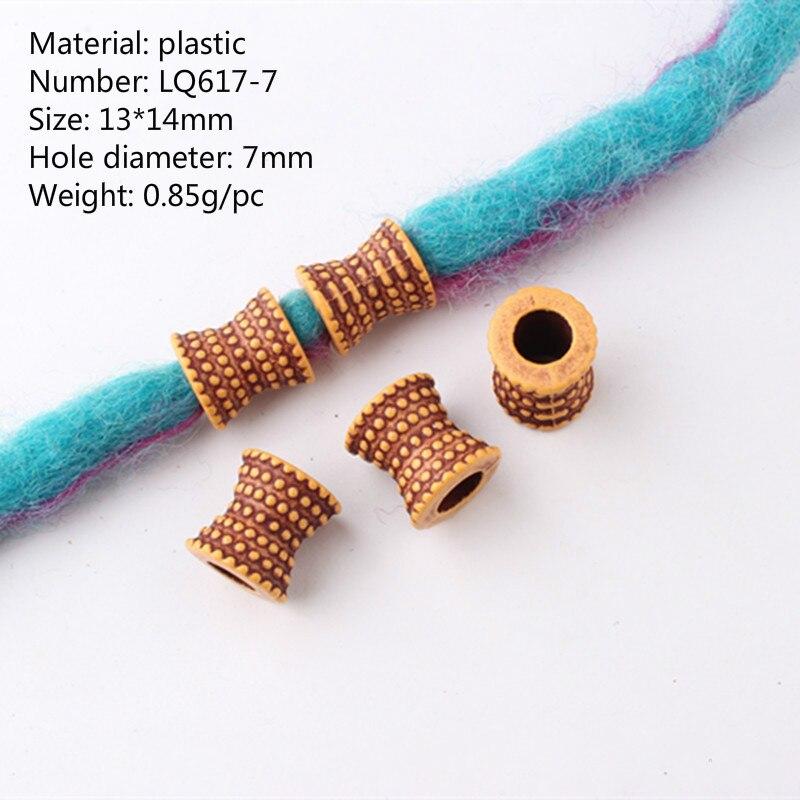10 sztuk moda drewniane Retro warkocz strach blokada broda koralik z dużym otworem pierścień Tube narzędzie do modelowania akcesoria włosy plecione gumka do włosów: NO.7     10pcs