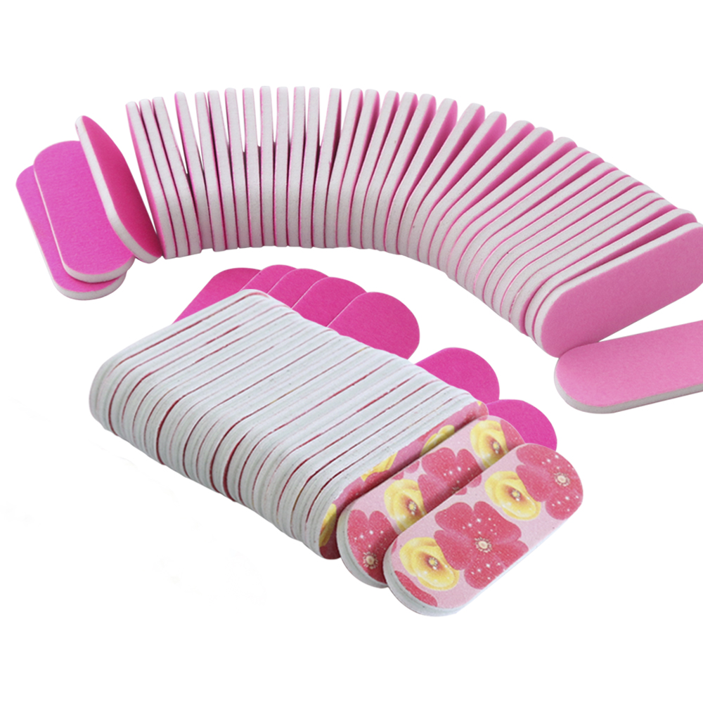 Mini lixa de unha para manicure, lima de beleza completa, pequena colorida, tampão rosa de flores finas, ferramentas de manicure e esponja para arte de unha, 20 peças cha22
