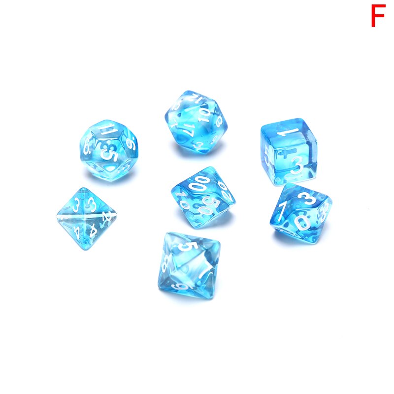 7 Stks/set Transparant Acryl Dobbelstenen Set Multicolor 4, 6, 8, 10, 12, 20 Zijdige Dobbelstenen Trpg Game Liefhebbers Spelen Games: F