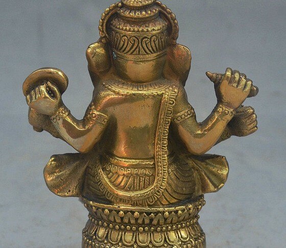YM 311 4 "Old Bronze Tibete Budismo Ganapati Ganesh Lord Ganesha Elefante Estátua de Buda