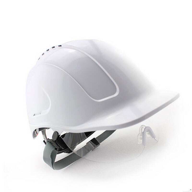 Work Safety Helmet With Goggles Hard Crash ABS Hat Transparent PC Glasses Construction Protective Riding Climbing Outdoor Safe: White