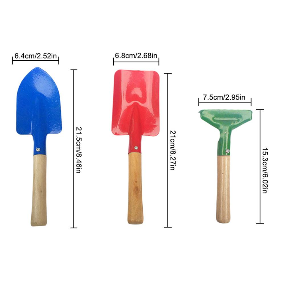 3Pcs Mini Kinderen Tuinieren Tool Set Troffel Rake En Schop Met Hark Schop Met Stevige Houten Handvat