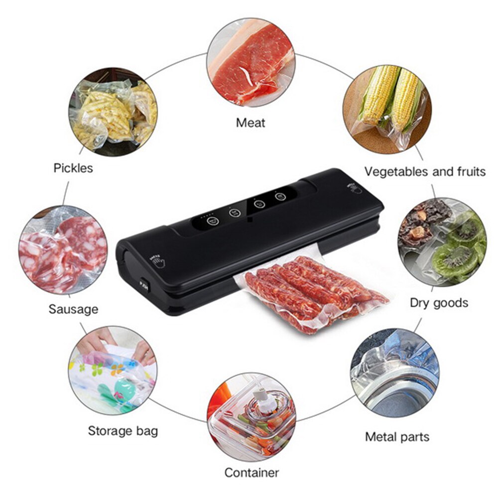 kitchen Vacuum Sealing Machine Automatic Vacuum Sealer Fresh Packaging Machine Food Saver Vacuum Packer Include 10Pcs Bags