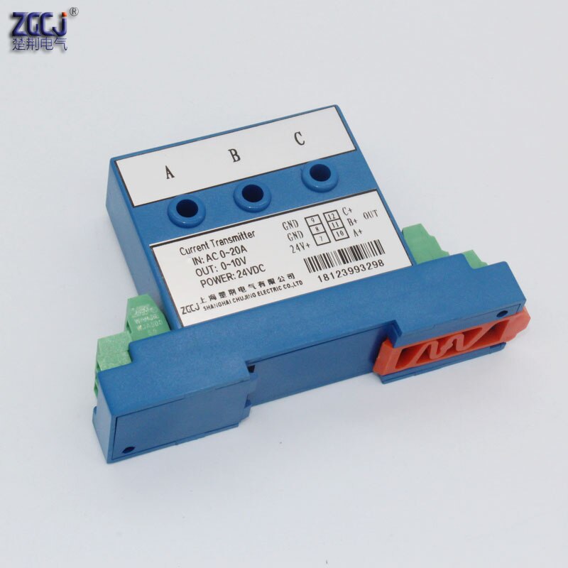 Perforatie AC 0-20A 3 fase Huidige Zender 0-10 v uitgang Geperforeerde 3 fase ampere signaal transducer