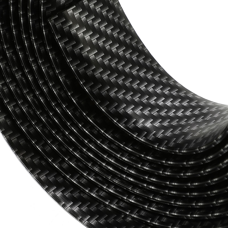 Universal 2.5M/8.2ft Carbon Fiber Spoiler Valance Car Side Skirts Car Front Bumper Lip Splitter Chin Rubber Protectors Strip