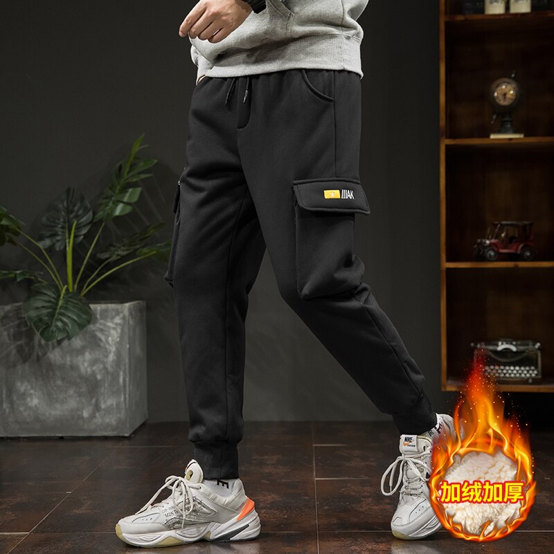 dicke Vlies Jogger Herren Hosen Baumwolle Schlauch Männlichen Winter Warme Samt Jogginghose Trainingsanzug Jogger Herbst Winter M-4XL