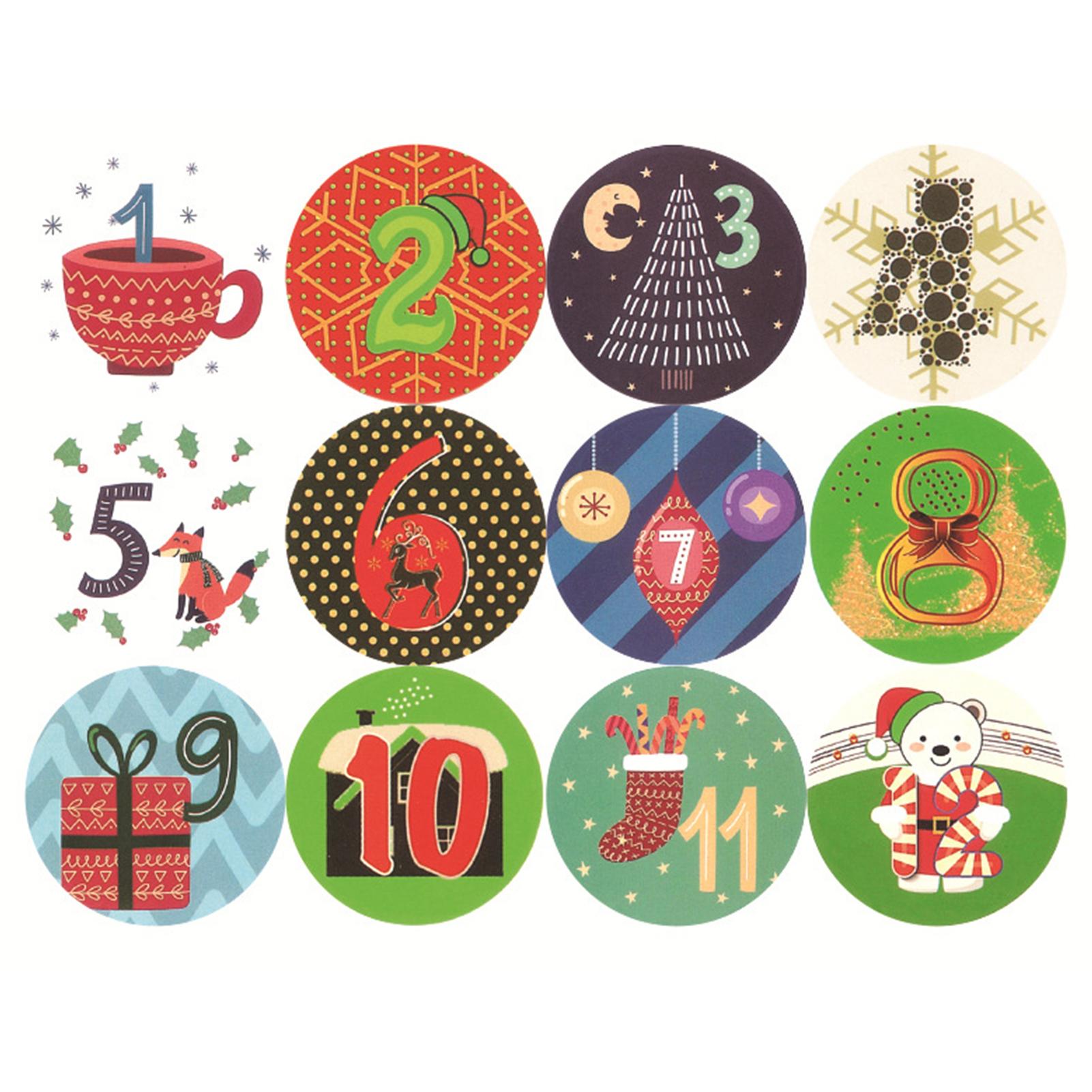 10Pcs 24 Days Countdown Christmas Calendar for Xmas Home Office Party Decor