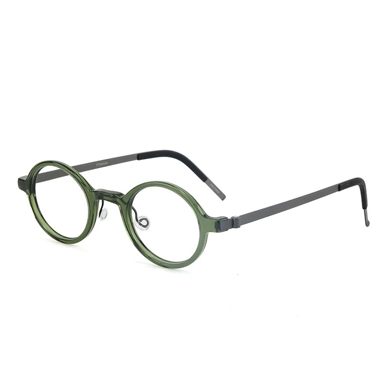 Denmark Ultralichte Schroefloze Bril Mannen Vrouwen Ronde Acetaat Titanium 1810 Bril Frame 130Mm Retro Klein Formaat Oculos