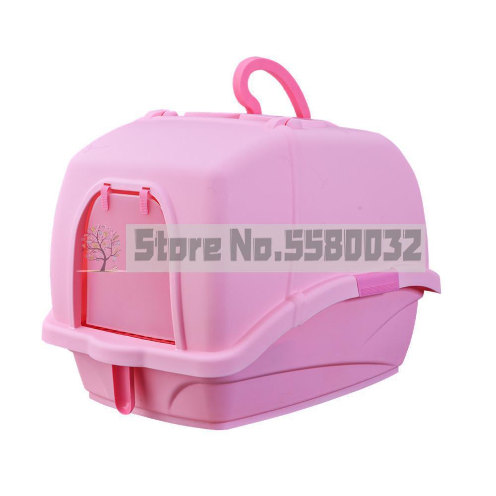 Portable large litter box hooded large space toilet with handle and bucket easy to clean, deodorant and spill-proof: 1