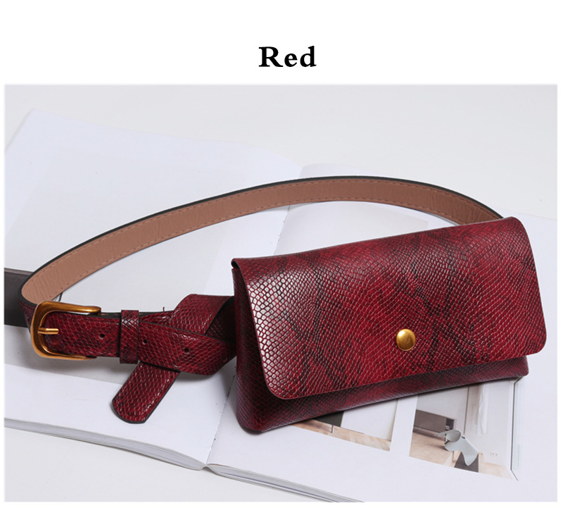 Damen-bauchtasche mit schlangenmuster, gürteltasche aus pu-leder, damen-bauchtasche aus schlangenleder, handytasche, bauchtasche  b20: rot gürteltasche