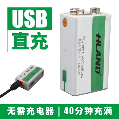 9 V mirco USB batterij 500 mah oplaadbare oplaadstatus leds LI-ION