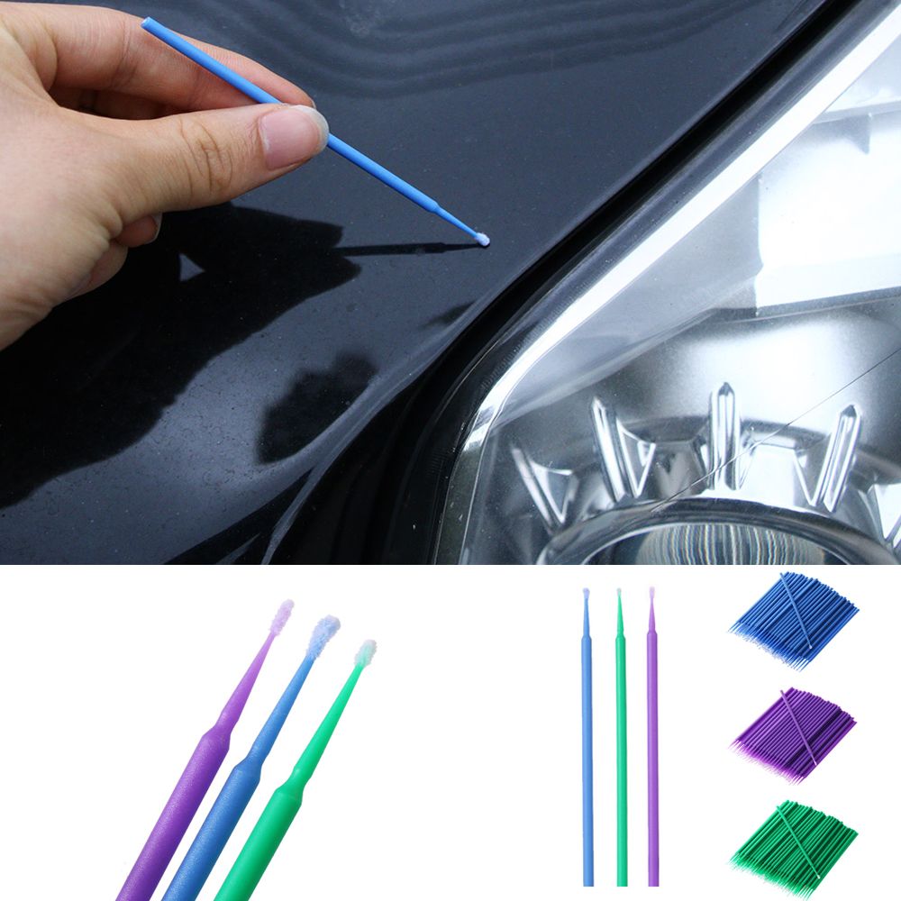 100 Stks/partij Auto Mini Hoofd Borstels Verf Touch-Up Up Verf Micro Borstel Tips Auto Onderdelen Hoofd Mini Spray auto Applicator Stick