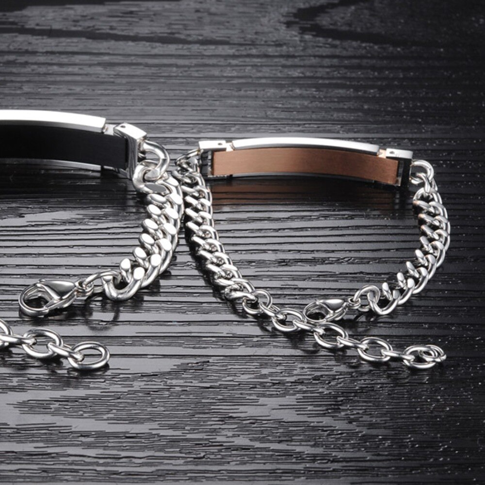 FATE LOVE Lover – Bracelet en acier inoxydable pour hommes et femmes, bijoux à la , noir, Rose, or, ID, pour Couples, garde-moi dans le cœur
