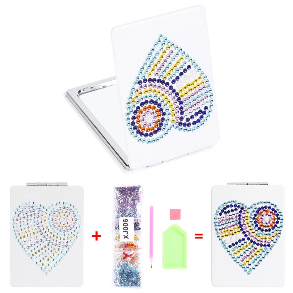 Espelho de maquiagem de viagem conjunto mini espelho cosmético borboleta/coração diy pintura diamante em forma especial compõem espelhos: 09