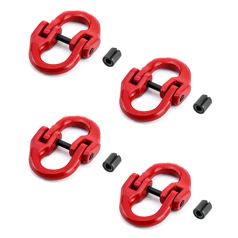 G80 Alloy Steel Hammerlock Coupling Link Connecting Link, 5/16Inch, 4 Pack, Red, 4400 Lbs Load Limit