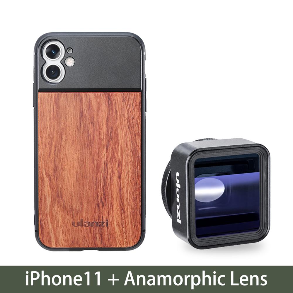 Ulanzi funda de teléfono de madera para iPhone 11, iPhone 11 pro, iPhone 11 pro Max con lente anamórfica lente Macro: 11 W Anamorphic