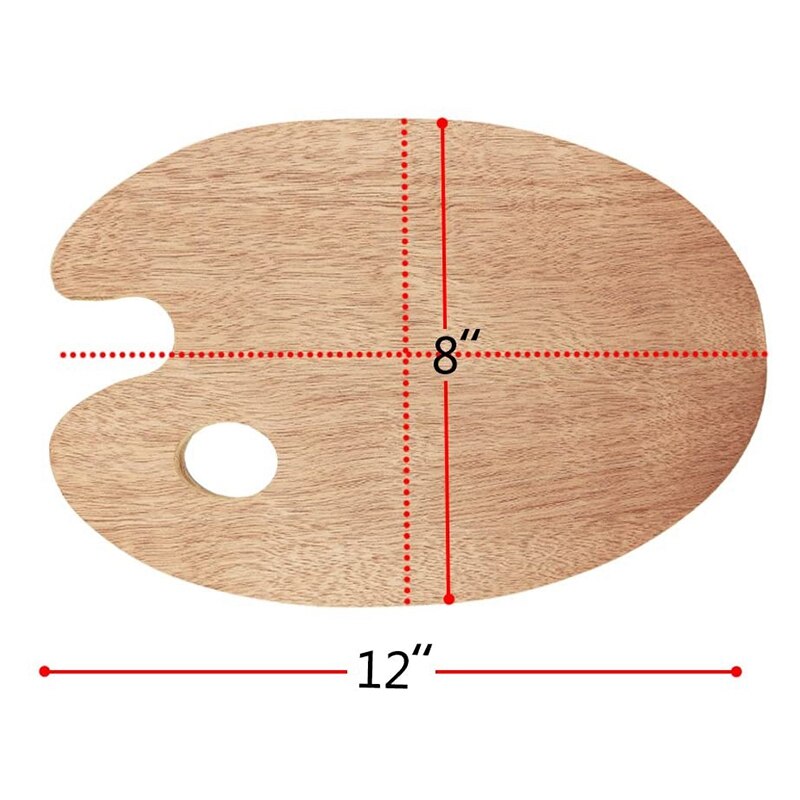 Paquete de 3 paletas de pintura ovaladas de madera de 8 pulgadas x 12 pulgadas para uso en acrílico, acuarela, pinturas al óleo y pinceles