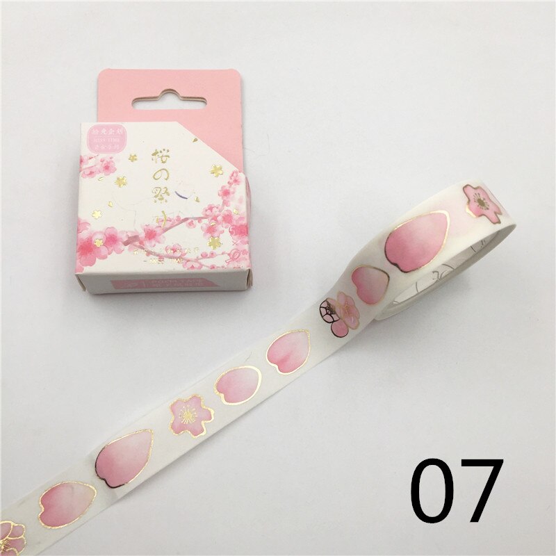 Cinta Washi romántica de estilo japonés, 15mm X 5m, Washi Tape Wave crane Sakura, cinta adhesiva decorativa para álbum de recortes, soporte escolar: 07